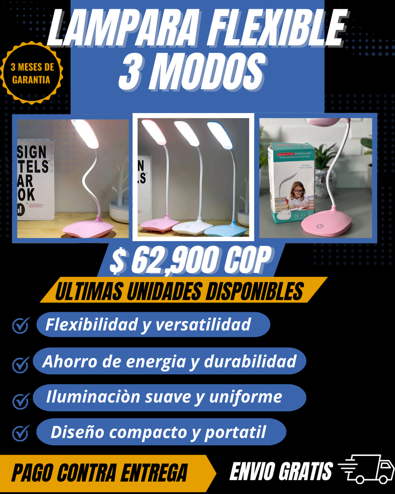 Lampara Flexible De Escritorio 3 Modos